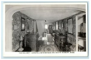 c1920's Hallway Longfellow's Wayside Inn South Sudbury MA RPPC Photo Postcard