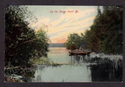 ME Songo River NAPLES MAINE POSTCARD Post Card 1908 PC