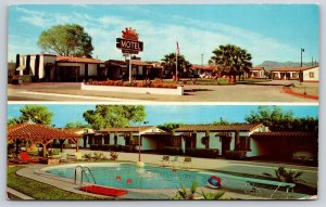 Roadside~Tucson Arizona~El Sol Motel~Swimming Pool~Sign~Spanish Revival~1950s PC