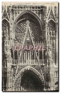 Old Postcard Rouen Cathedral Facade detail of the