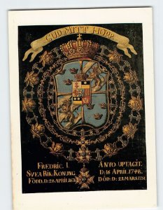 Postcard Coat of arms of the Order of the Seraphim for King Fredrik I, Sweden