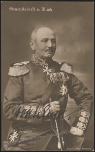 Germany WWI WWII General von Kluck Pour le Merit Autographed  RPPC 109210