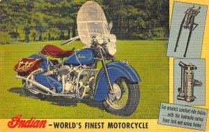 Indian World's Finest Motorcycle Linen Advertising Postcard