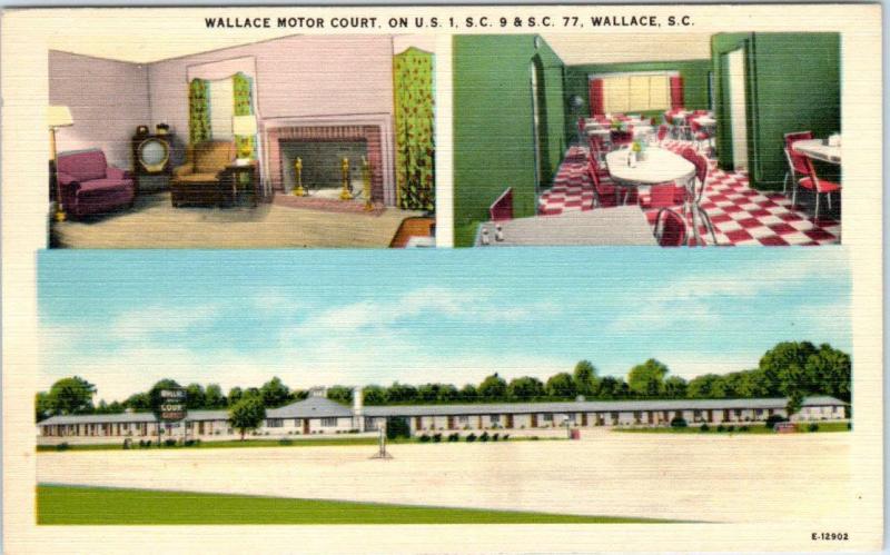 WALLACE, South Carolina  SC    Roadside  WALLACE MOTOR COURT c1940s  Postcard 