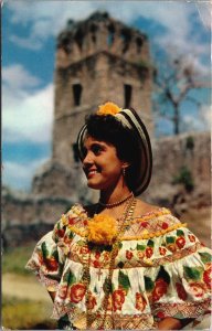 Panama Folklore Beautiful Young Lady Vintage Postcard C153