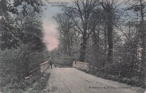 Postman at Sternfield Bridge Saxmundham Suffolk Antique Postcard