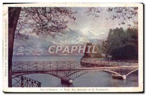 Old Postcard Lake D & # 39Annecy Bridge of love and the Spinner