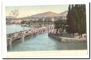 Geneve Old Postcard Geneva and Mont Blanc