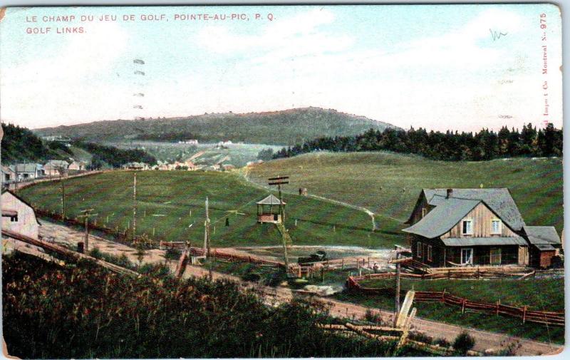 POINTE-AU-PIC, PQ Canada    View of GOLF LINKS   1907    Postcard 