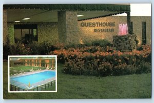 Fort Wayne Indiana IN Postcard Don Hall's Guesthouse Hotel Swimming Pool c1960s