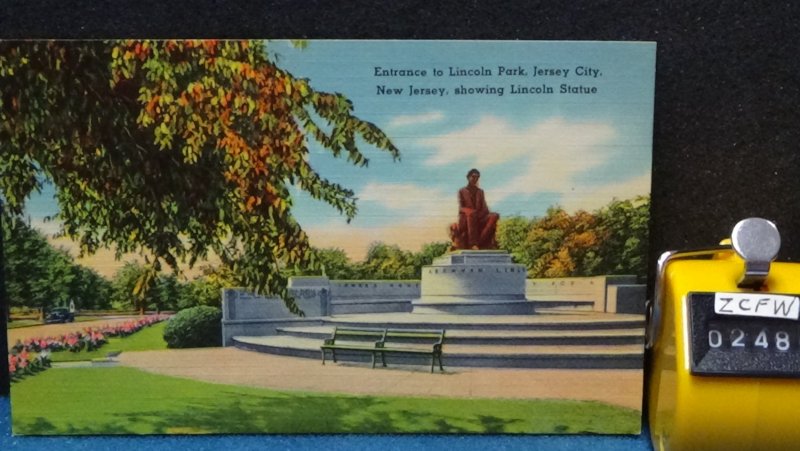 STD Vintage Lincoln Statue Entrance Lincoln Park Jersey City New Jersey Unposted