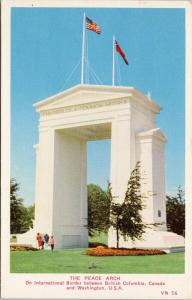 Peace Arch Blaine WA Washington White Rock BC Flags UNUSED Vintage Postcard D89