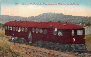 SOUTHERN PACIFIC MOTOR CAR TRAIN SACRAMENTO VALLEY LINES CALIFORNIA POSTCARD