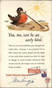 Texaco Marfak Lubrication Early Bird Gets the Worm Ad Advertising Vintage PC