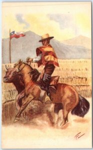 Postcard - Straw chulla shortcut, Cowboy/Western Art Print - Chile