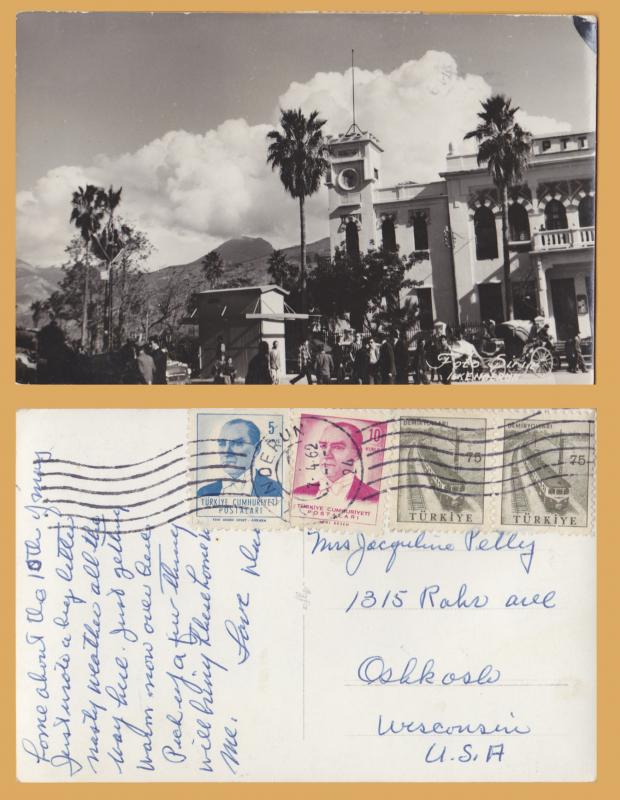 RPPC  - Iskenderun Turkey, City Center - Foto Siria- 1962