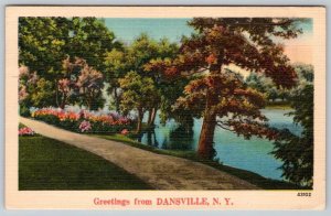 1945 GREETINGS FROM DANSVILLE NEW YORK ELMIRA NY POSTMARK TO BEL AIR MARYLAND 2