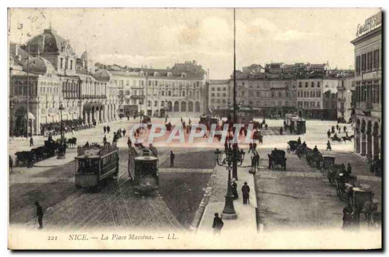 Old Postcard Nice Place Massena Tramway