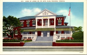 Linen Postcard Home of Lodge No. 197 B.P.O. Elks in Roanoke, Virginia