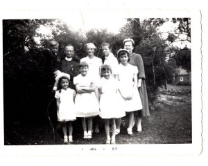 Church Minister w Family, Vintage Black and White Photo 3.5 X 5  1957