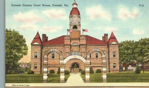 Vintage Postcard Pulaski County Courthouse Pulaski Virginia Asheville Post Pub.