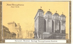 View of Hotel Pennsylvania Facing Penn. Station New York, Vintage Postcard