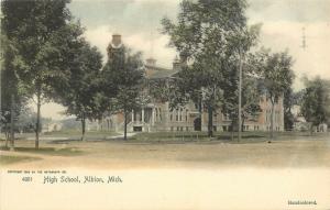 Hand Colored Rotograph Postcard High School Albion MI Postcard Advertising