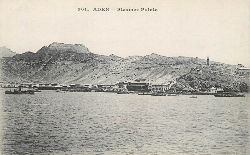 Navigation themed postcard Aden Yemen Steamer Point 1900s postcard