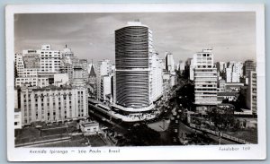 Sao Paulo Brazil Postcard Avenida Ipiranga c1950’s Unposted RPPC Photo