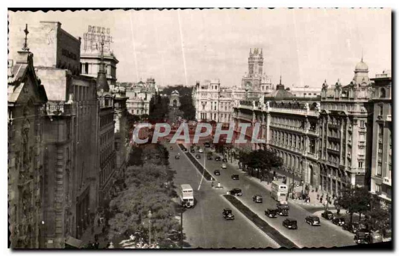 Old Postcard Madrid Calle Alcala al Fondo Puerla of Aleala