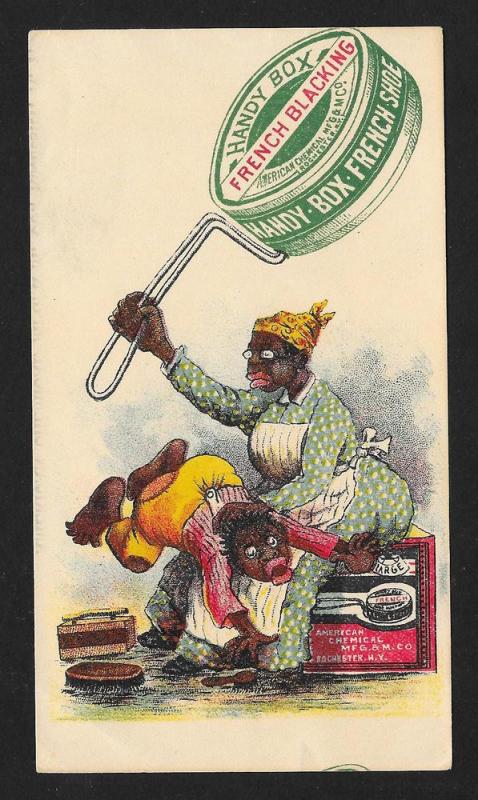 VICTORIAN TRADE CARD Handy Box Shoe Polish Black Mom & Boy