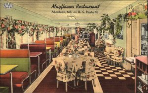 Aberdeen Maryland MD Mayflower Restaurant Interior Linen Vintage Postcard