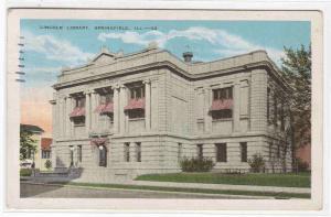 Lincoln Library Springfield Illinois 1931 postcard