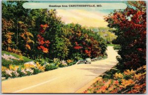 Greetings from Caruthersville Missouri Roadway Attraction Sightseeing Postcard