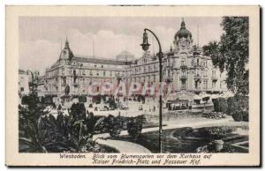 Old Postcard Blick vom Wiesbaden Kurhaus auf dem Blumengarten vor