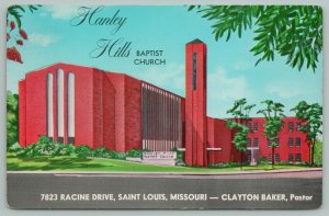 St Louis Missouri~Hanley Hills Baptist Church~Clayton Baker Pastor~Schedule~'50s