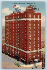 Greensboro North Carolina NC Postcard King Cotton Hotel Building 1945 Vintage