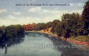 Scene on the Mississippi River - Davenport, Iowa IA