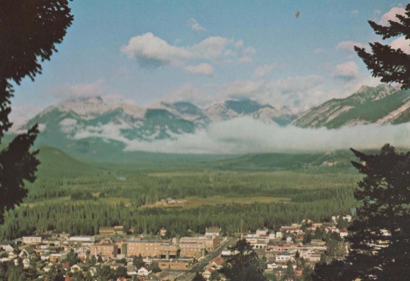 Banff Alta Aerial Birds Eye Canada Canadian Postcard