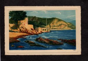 La Douce France Cote D'Azur Beaulieu Artist Signed Painting PC Carte Postale