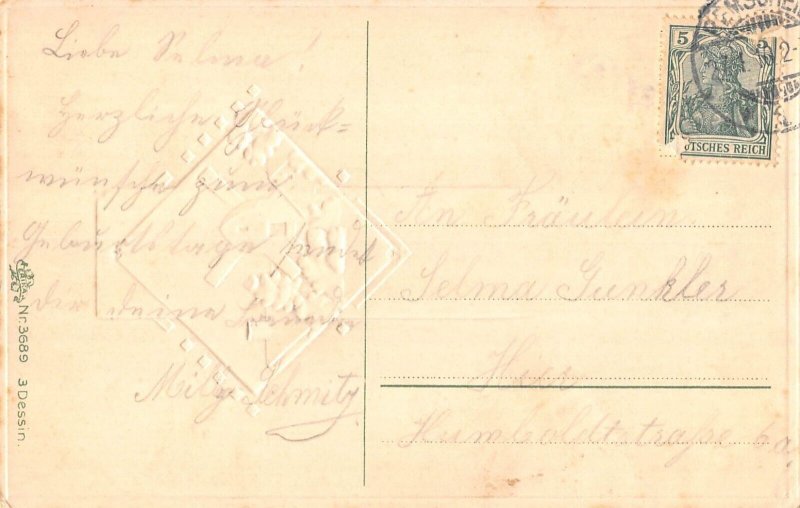 Germany 1910 Gruesse aus Remscheid Windmill embossed vintage postcard