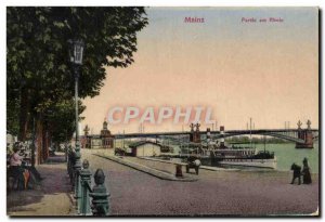 Old Postcard Mainz am Rhein Boat Party