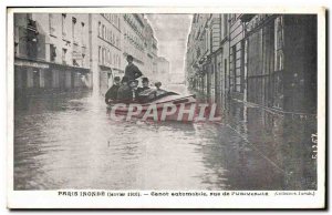 Paris Old Postcard Floods 1910 Motorboat of the street & # 39universite