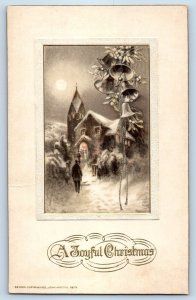 c1910's Christmas Ringing Bells Church Scene Winter John Winsch Posted Postcard