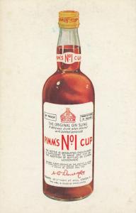 Pimms Number 1 One Cup Gin Bottle Vintage Advertising Old Postcard
