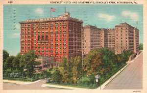 Vintage Postcard 1938 Schenley Hotel Apartments Park Pittsburgh Pennsylvania PA