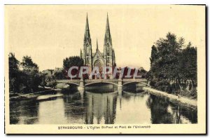 Old Postcard Strasbourg the Church of St. Paul and the University Bridge