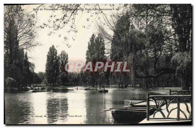 Old Postcard Paris Bois de Vincennes Port & # 39embarcation