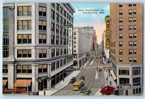 c1940 Milwaukee Wisconsin WI Vintage Postcard West Avenue Downtown Aerial View