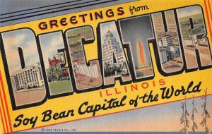 Decatur Illinois Greetings From scenic views large letter antique pc Z49818